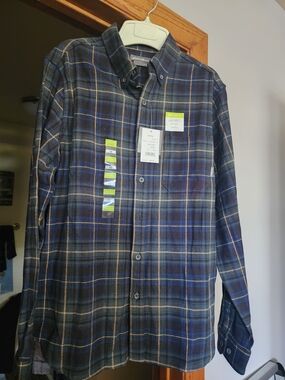 Eddie Bauer Blue & Black Plaid Button-Down Shirt